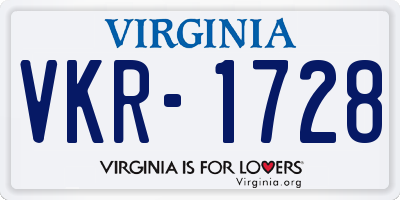 VA license plate VKR1728