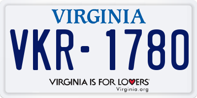 VA license plate VKR1780