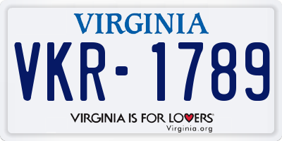 VA license plate VKR1789