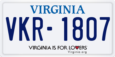 VA license plate VKR1807