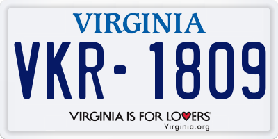 VA license plate VKR1809