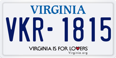 VA license plate VKR1815