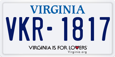 VA license plate VKR1817