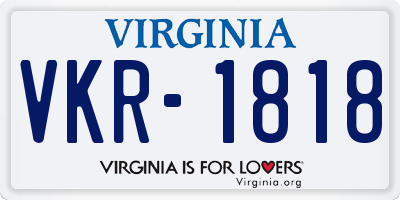 VA license plate VKR1818