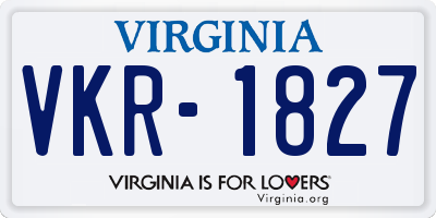VA license plate VKR1827