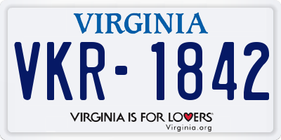 VA license plate VKR1842