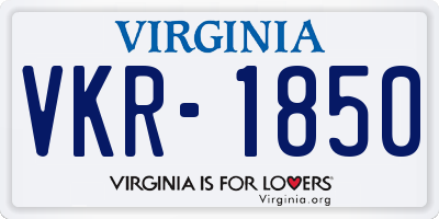 VA license plate VKR1850