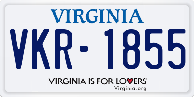VA license plate VKR1855