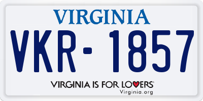 VA license plate VKR1857