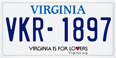 VA license plate VKR1897