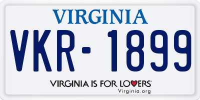 VA license plate VKR1899
