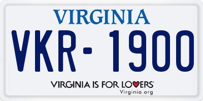 VA license plate VKR1900