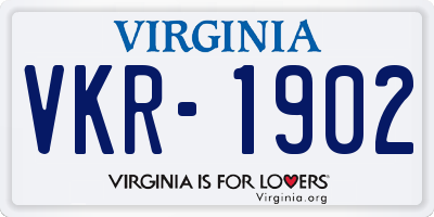 VA license plate VKR1902