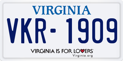 VA license plate VKR1909