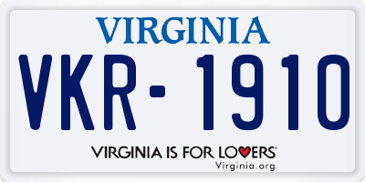 VA license plate VKR1910