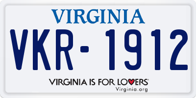 VA license plate VKR1912