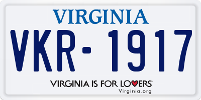 VA license plate VKR1917