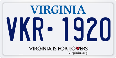VA license plate VKR1920