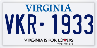VA license plate VKR1933