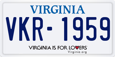VA license plate VKR1959