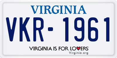 VA license plate VKR1961