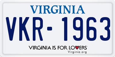 VA license plate VKR1963