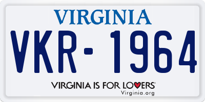 VA license plate VKR1964