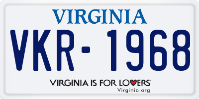 VA license plate VKR1968