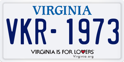VA license plate VKR1973