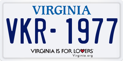 VA license plate VKR1977