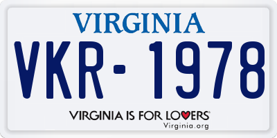 VA license plate VKR1978