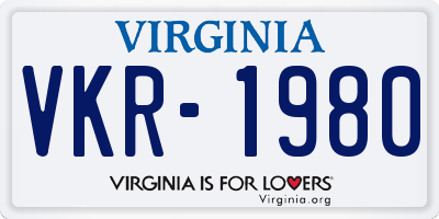 VA license plate VKR1980