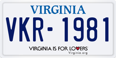 VA license plate VKR1981