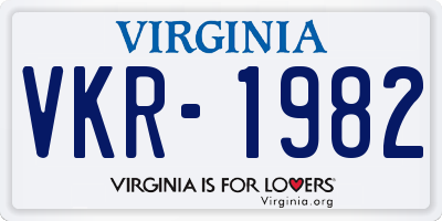 VA license plate VKR1982