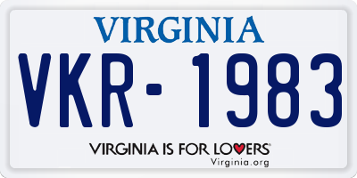 VA license plate VKR1983