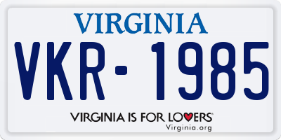 VA license plate VKR1985