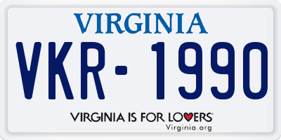 VA license plate VKR1990