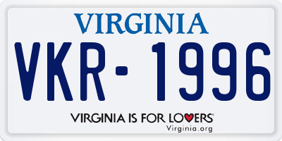 VA license plate VKR1996