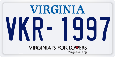 VA license plate VKR1997