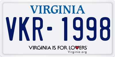 VA license plate VKR1998