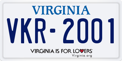 VA license plate VKR2001
