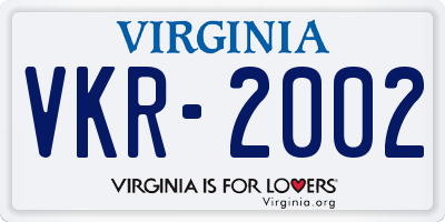 VA license plate VKR2002