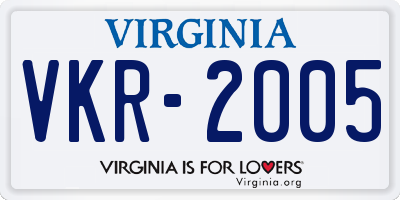 VA license plate VKR2005