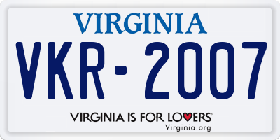VA license plate VKR2007