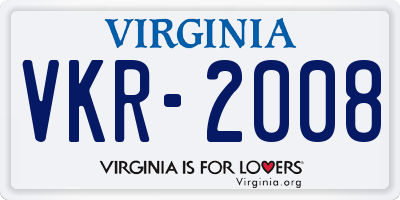 VA license plate VKR2008