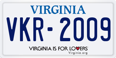 VA license plate VKR2009