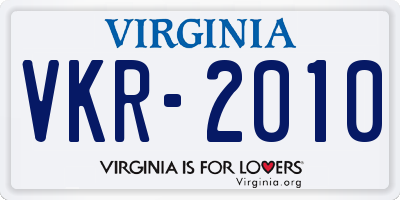 VA license plate VKR2010