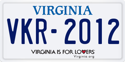 VA license plate VKR2012