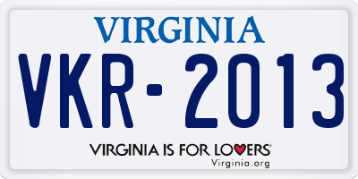 VA license plate VKR2013
