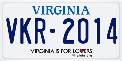 VA license plate VKR2014